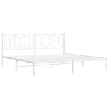 Metal Bed Frame without Mattress with Headboard White 200x200cm 376184
