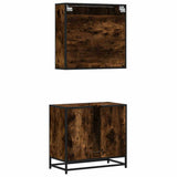 2 Piece Bathroom Furniture Set Smoked Oak Engineered Wood 3300907