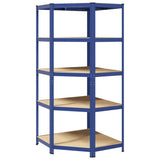 5-Layer Corner Shelf Blue Steel&Engineered Wood 4016964