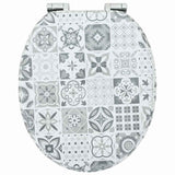 Soft-Close Toilet Seat Blue and White Porcelain 44 x 38 cm 42027183