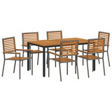 Garden Dining Set 7 pcs Grey and Natural Poly Rattan 3365500