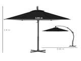 3 Garden Cantilever Parasol, Round Overhanging Umbrella with Crank Handle, Cross Base, Aluminium T3398P328494
