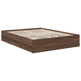 Bed Frame with Drawer Brown Oak 150 x 200 cm Engineer Wood 3411109