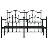 Metal Bed Frame without Mattress with Footboard Black 140x200cm 353458