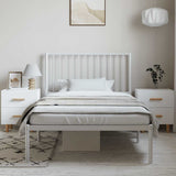 Metal Bed Frame without Mattress with Headboard White 100x190cm 350925
