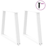 ZNTS Dining Table Legs V-Shape 2 pcs White 80x cm Steel 4012573