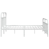Bed Frame White Powder-Coated Steel Double Storage Bed Frame 353709
