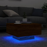 Coffee Table with LED Lights Brown Oak 55x55x31 cm 836580