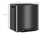 60L Dual Compartment Stainless Steel Bin, with Deodoriser Holders - Black T3398P343444