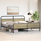 Metal Bed Frame without Mattress Sonoma Oak 200x200 cm 3318698