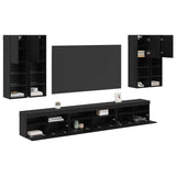 TV Wall Cabinet Set 7 pcs Black Oak Engineered Wood 3402799