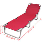 ZNTS Folding Sun Lounger Powder-coated Steel Red 41479