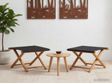 Deck Chair 2 pcs Solid Eucalyptus Wood Black 42024898