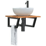 Basin Shelf Wall Mounted Steel and Solid Wood Acacia 3302771