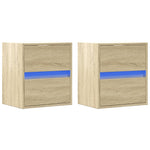 ZNTS Wall-mounted Bedside Cabinets with LED Lights 2 pcs Sonoma Oak 3307966