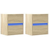 ZNTS Wall-mounted Bedside Cabinets with LED Lights 2 pcs Sonoma Oak 3307966