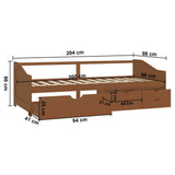 Day Bed Honey Brown Solid Pine wood 322171