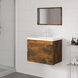 Bathroom Furniture Set Smoked Oak Engineered Wood 3152873