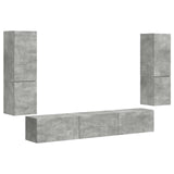 TV Cabinet Set Wall-mounted 4 pcs Concrete Grey Engineered Wood 3409045