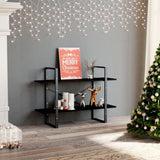 2-Tier Book Cabinet Black 100x30x70 cm Solid Wood Pine 806476