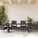 Garden Table Black PE rattan, powder-coated steel, tempered glass 365597