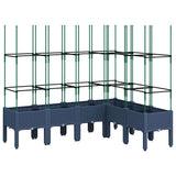 Garden Planter with Trellis Blue Grey 160x120x142.5 cm PP 367966