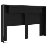 Headboard Cabinet with LED Black Oak 160 x 16.5 x 103.5 cm 8006570