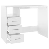 ZNTS Desk with Drawers High Gloss White 102x50x76 cm Engineered Wood 823034