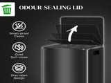 60L Dual Compartment Stainless Steel Bin, with Deodoriser Holders - Black T3398P343444
