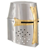 Medieval Crusader Knight Helmet Replica LARP Silver Steel 286206