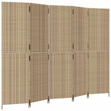 Room Divider 5 Panels Beige Poly Rattan 365351