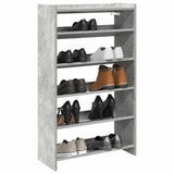 Shoe Rack Concrete Oak 60x25x100 cm Engineered Wood 859872
