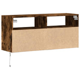 TV Wall Cabinet with LED Lights Smoked Oak 100x31x45 cm 852338