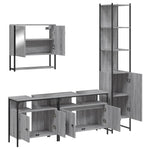 ZNTS 4 Piece Bathroom Furniture Set Grey Sonoma Engineered Wood 3214688