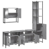 ZNTS 4 Piece Bathroom Furniture Set Grey Sonoma Engineered Wood 3214688