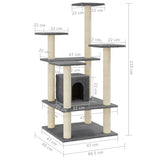 Cat Tree with Sisal Scratching Posts Dark Grey 110 cm 171481