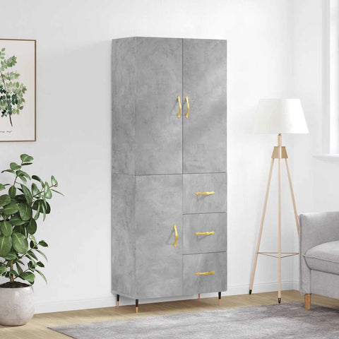 Highboard Concrete Grey 69.5x34x180 cm Engineered Wood 3195887