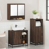 3 Piece Bathroom Furniture Set Brown Oak Engineered Wood 3300999