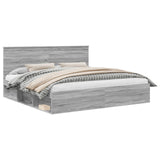 Bed Frame Grey Sonoma 200 x 200 cm Solid Pine Wood 3410970