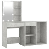 LED Dressing Table with Cabinet Concrete Grey Engineered Wood 3082021