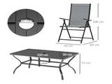 Seven-Piece Steel Outdoor Dining Set, with Parasol Hole - Grey T3398P315934