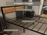 Industrial Double Frame, 5FT Steel Base with Headboard, Footboard, Slatted Support and Under T3398P340963