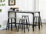 Five-Piece Industrial-Style Bar Table Set - Grey/Black T3398P342416