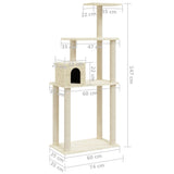 Cat Tree with Sisal Scratching Posts Cream 147 cm 171476