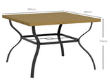 Four-Seater Steel Garden Table, with Parasol Hole - Brown/Black T3398P327926