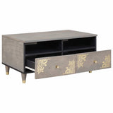 Coffee Table with Drawer Grey 80 x 54 x 40 cm Solid Mango Wood 4018785