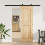Sliding Door with Hardware Set 80x210 cm Solid Wood Pine 3332719