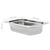 Gastronorm Containers 8 pcs GN 1/4 65 mm Stainless Steel 50901