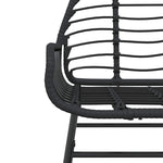7 Piece Garden Dining Set Black Poly Rattan Glass 3334539