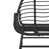 7 Piece Garden Dining Set Black Poly Rattan Glass 3334539
